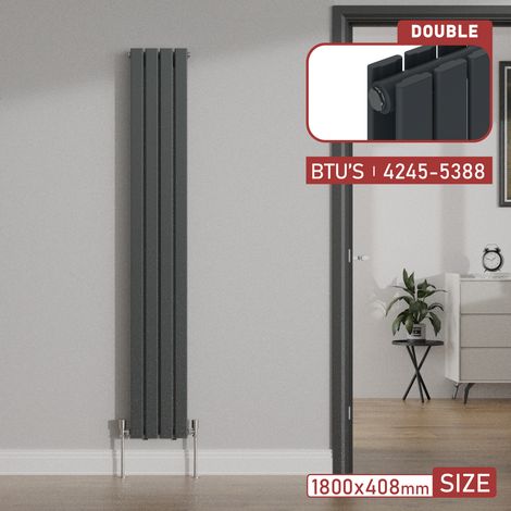 Warmehaus 1800x408mm Flat Panel Vertical Radiator Anthracite Double (1/5)