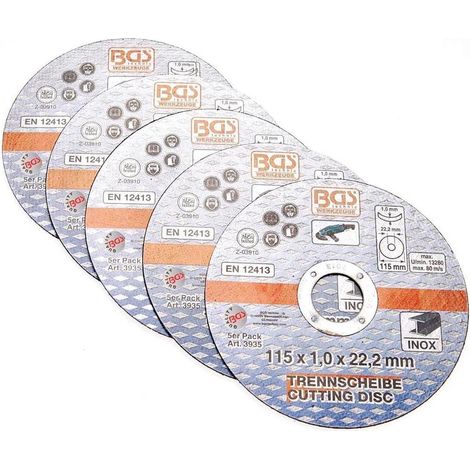 Disque à Couper Acier Inoxydable 5 pcs D.115 x 1,0 x 22,2 mm - Haute Performance et Durabilité - D-Work (1/5)