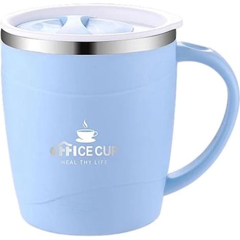 Doppelwandiger, isolierter Kaffeebecher aus Edelstahl 304 mit Deckel und Henkel – 500 ml Messbecher fürs Frühstück
