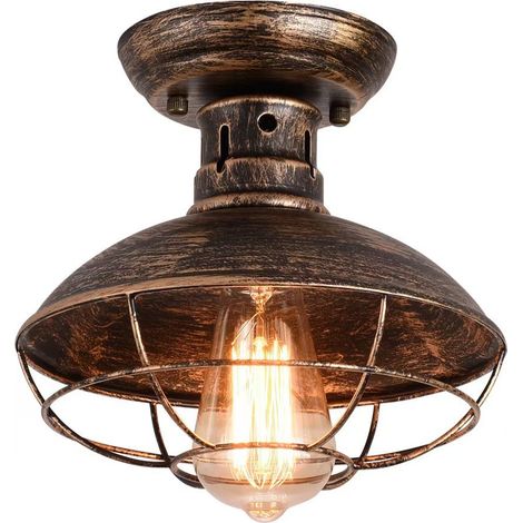 Recessed cage ceiling light, metal mesh entryway light, bronze, no light source, 220V, E27 socket (1/5)