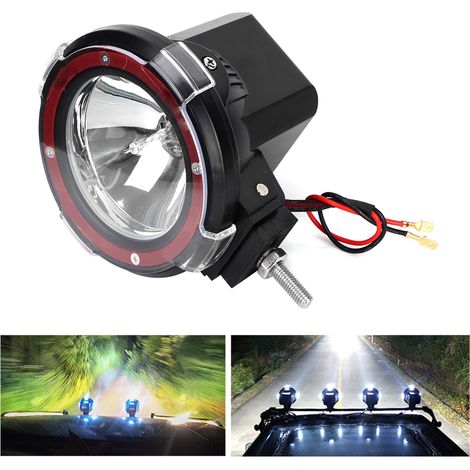 4-Zoll-HID-Frontstoßstangen-Dachscheinwerfer, Angelabenteuerlampe, 12–24 V, 55 W, 4 Zoll, roter Ring (1/5)