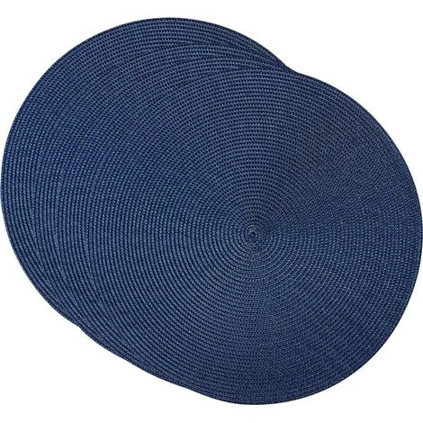 Lot de 4 sets de table ronds en plastique tissé 38 cm élégants et pratiques Bleu'Bleu'Bleu'- (1/3)