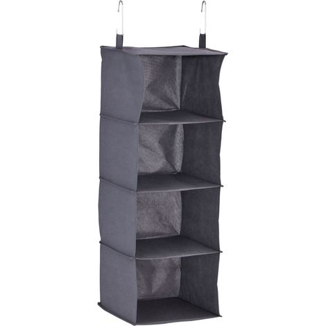 Estantería colgante de cuatro compartimentos práctico almacenamiento 97 x 30 x 30 cm de tejido no tejido beige 130012215 (1/5)