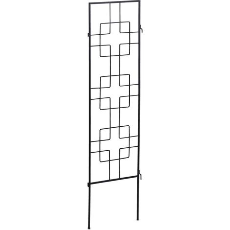 Set di 3 tralicci da giardino decorativi nero 122 x 30,5 x 0,8 cm in acciaio zincato nero 130008365