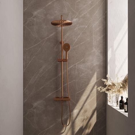 Brauer Copper Edition Colonne de douche mural 30cm avec douchette ronde Cuivre brossé PVD (1/5)