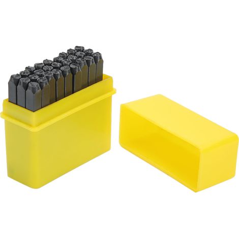 Ensemble de poinçons à lettres artisanales AZ de 4 mm, en acier à haute teneur en carbone, avec étui en cuir. (1/5)