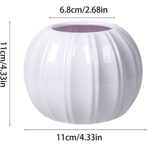 Vase Citrouille - En Plastique - 14 x 14 x 11 cm - Blanc Orange Rouge - Pour Décoration Intérieure Et Arrangements Fleuris - 1 Pièce (1/5)