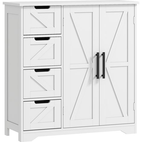 Mobiletto da bagno, contenitore con 4 cassetti e 1 anta, ideale per piccoli spazi, 81,2 x 30 x 83,8 cm, colore bianco.