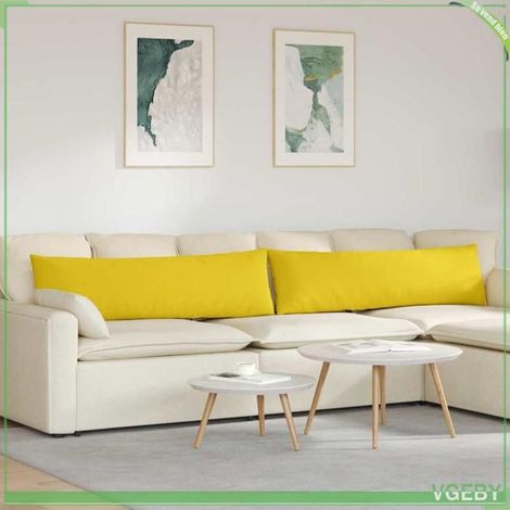 42013834 Coussins de canapé 2 pcs Jaune clair 145 x 40 cm tissu (1/5)
