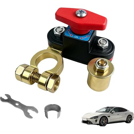 Interrupteur d'arrêt d'urgence pour batterie de voiture, cuivre pur réglable, transmission stable, haute conductivité, 12-24 V, interrupteur d'arrêt d'urgence intelligent pour voiture (1/5)