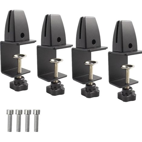 4 pièces Support Pince Plexiglas Bureau,Pinces de Séparation de Bureau Réglables en Aluminium pour la Sécurité et la Protection des Données(Noir) (1/5)