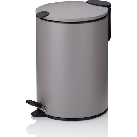 Seau à cosmétiques 3l gris clair mat, couvercle Silent-Close, poubelle à pédale salle de bains MATS, poubelle de salle de bains avec seau intérieur et anse de transport (1/5)