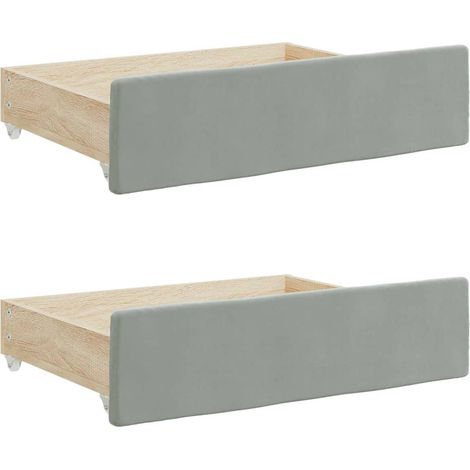 Cajones de cama 2 uds madera ingeniería y terciopelo gris claro vidaXL