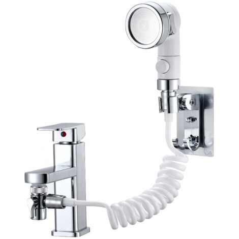 Douchette lavabo, ensemble de douche réglable pour robinet de salle de bain - douchette avec connecteur rapide, tuyau détachable, douchette pour laver les cheveux, le bain des animau