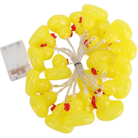 Guirlande lumineuse LED canard jaune, 20 LED lumière chaude, 3 mètres, piles, décoration de Noël et chambre. (1/5)