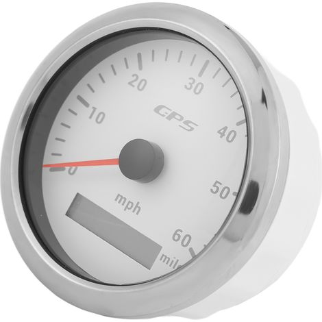 Compteur de vitesse GPS 85 mm/3,35 pouces, 0-60 mph, écran LCD avec rétroéclairage réglable, convient aux camping-cars et aux bateaux, 9-32 V CC, blanc. (1/5)