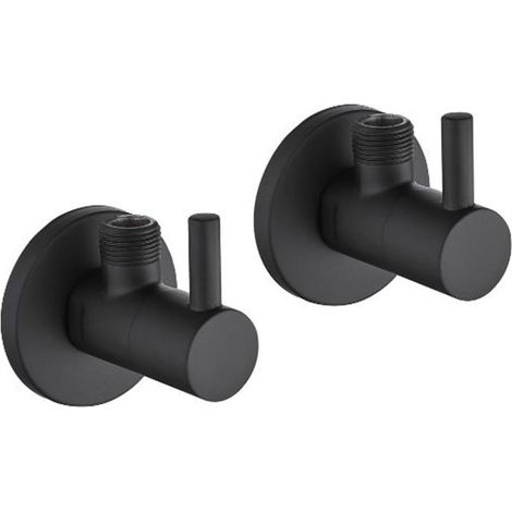 Coppia rubinetti sottolavabo tondi design tondo nero opaco 1/2”×3/8”  Tecom