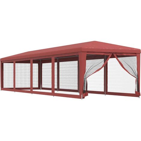 Maison Exclusive - Partyzelt mit 10 Mesh-Seitenwänden Rot 3x12 m (1/5)