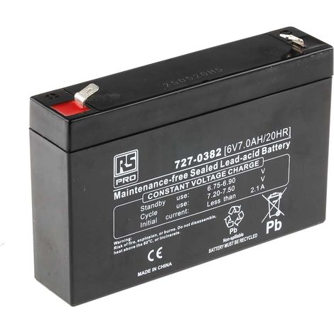 Batterie au plomb étanche RS PRO 6V 7Ah cyclique ( Prix pour 1 ) (1/3)