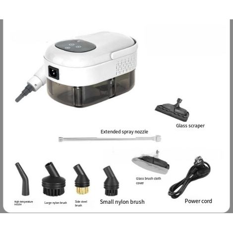Esta lavadora a vapor portátil de alta pressão vem com 8 acessórios e é adequada para limpar diversos itens, como casas e carros. (1/4)