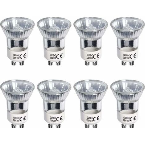 GU10-Halogenlampen, 35 W, warmweiß (2700 K), dimmbar, entspricht 3-W-LED-Lampen, 360 Lumen, 120° Abstrahlwinkel für Lavaleuchten, 220–240 V Wechselstrom, 8er-Pack
