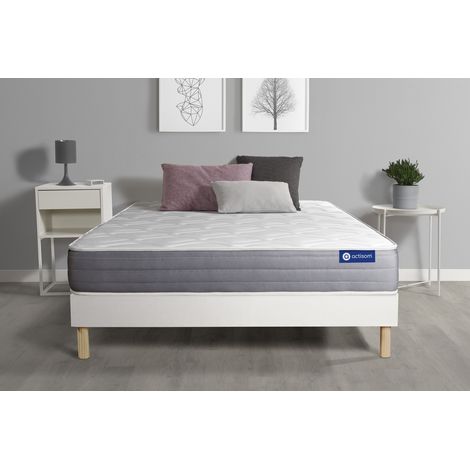 Ensemble matelas ACTIMEMO DREAM mémoire de forme 90x190 cm 5zones de confort + sommier KIT blanc (1/5)