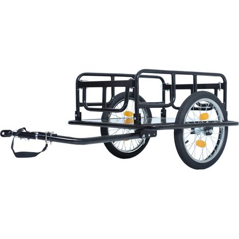 Rimorchio per bici da carico 50 kg, pieghevole, ruote 16 pollici, attacco universale, nero OKMYHOME (1/5)