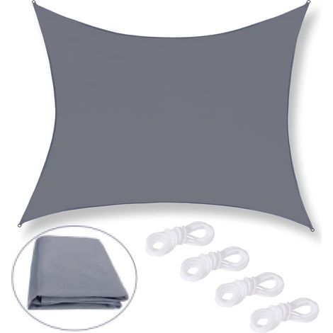 Parasol de jardin extérieur, Voile d'ombrage carrée 2 × 2 m, Voile d'ombrage étanche Protection UV 98%, Convient pour la terrasse du jardin Camping Pool Party, avec corde- (1/5)