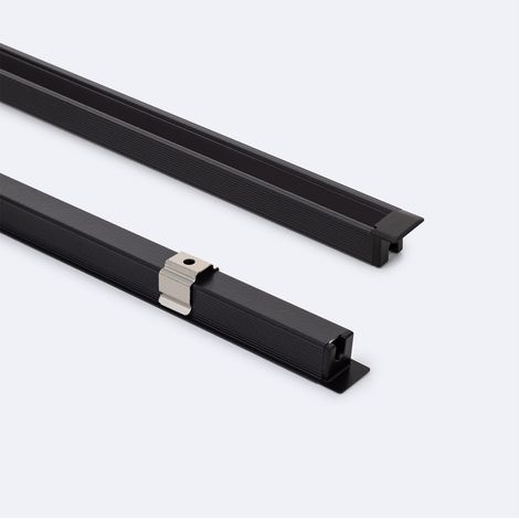 Profilo Alluminio da Incasso con Inclinazione 30º 2m per Striscia LED fino a 6mm Nero 2 m Nero traslucido (1/3)