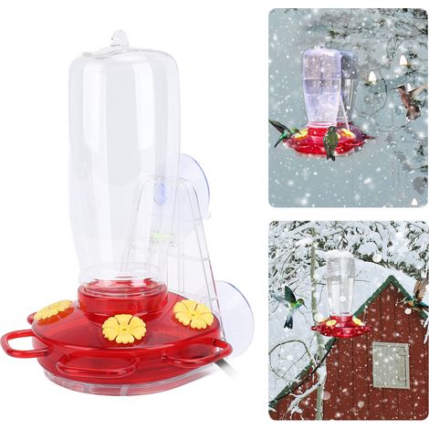 Beheizbarer Kolibri-Nektarspender mit Frostschutzfunktion und Saugnapfbefestigung für Fenster oder Garten, US-Stecker 110V, robustes ABS/PC-Material, Abmessungen 16x20cm. (1/5)