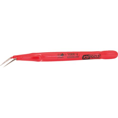 KS Tools Pinzette mit Schutzisolierung, gebogen, 15,5 mm