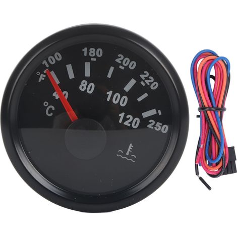 Jauge de température d'eau moteur 52mm 40-120℃, indicateur à aiguille rétroéclairé rouge, cadran noir pour bateau, yacht, camping-car, camion (1/5)
