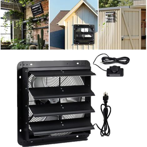 Ventilateur mural à persiennes automatiques, extracteur d'air domestique, 56 dB, débit d'air de 2 920 m³/h, idéal pour les garages et les serres (48 cm)