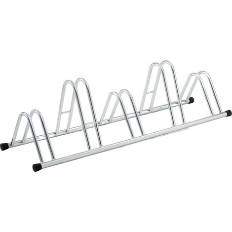 ANDRYS - Rastrelliera Porta Bicicletta 5 Posti, con Posteggio Alto e Basso, con Tappi in Pvc Neri, Zincatura a Freddo, Colore Argento, 140 x 42 x 40 cm (1/5)