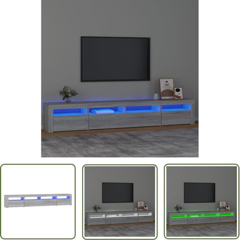 The Living Store Meuble TV avec lumières LED Sonoma gris 240x35x40 cm - Meubles Tv - Meuble Tv - Télévision - Luminaire Led - Éclairage Rgb (1/5)