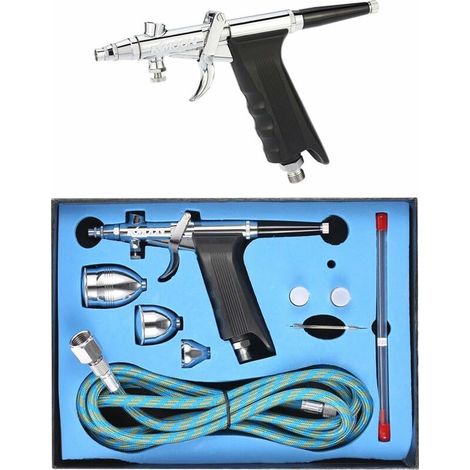 Mini Sandblasting Sandblaster Airbrush Spray Pattern Air Brush Kit for Art Painting Tattoo Metal Manicure Atzen Glass/Hand Etching Geschli ffene Single Action Gravity Flow 0.5mm Spray Gun (1/4)