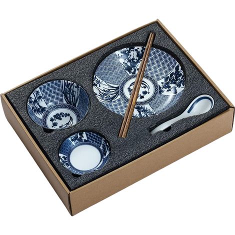 6 bols en céramique, bols à riz japonais, épais et résistants, compatibles micro-ondes four lave-vaisselle, motifs variés (1/5)