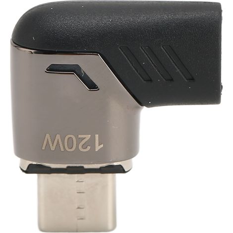 Adaptateur magnétique USB-C coudé avec témoin lumineux, charge rapide PD 120 W, transfert de données magnétique USB-C 480 Mbps pour ordinateur portable, noir/gris (1/4)