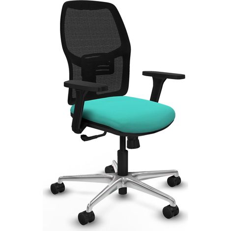 Chaise de bureau piqueras y crespo Alfera turquoise cuir aluminium (1/2)