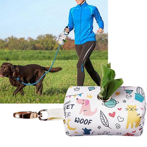 Distributeur de sacs à déjections canines avec crochet intégré pour la course à pied avec chiens (1/4)