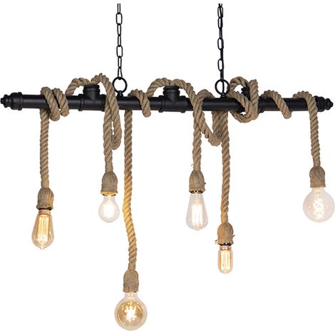 Industrial Pendant Light Black 6 Lights - Plural