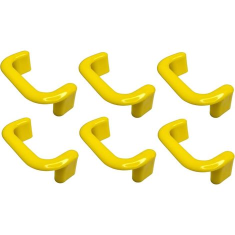 6 tiradores de plástico para muebles, con una separación entre orificios de 64 mm, universales para armarios, gabinetes de cocina, cajones, aparadores y para el hogar, color amarillo. (1/4)
