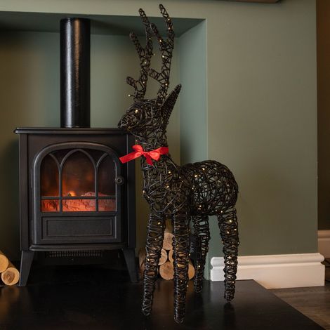90cm Battery Operated Light up Brown Christmas Reindeer with 100 Warm White LEDs (1/5)