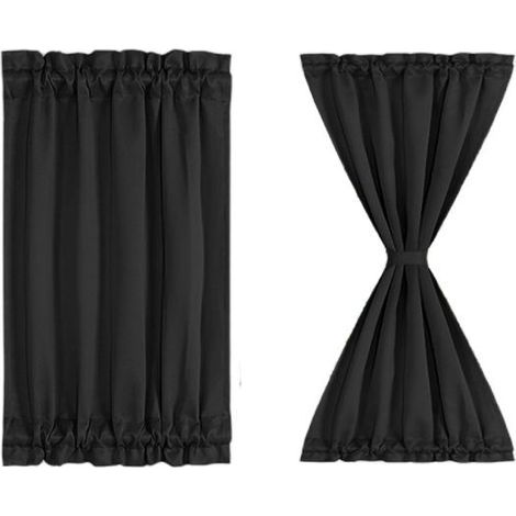 Trimec – 2er-Set Verdunkelungsvorhänge, 100 % Polyester – Maße: 63,5 x 101,6 cm – Schwarz – Schiebetür (1/5)