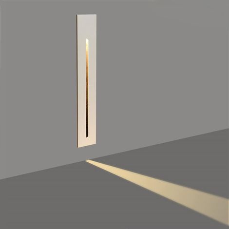 Lampe de marche LED 3W pour escalier intérieur/extérieur, applique murale moderne finition blanche, blanc chaud 3000K, étanche, éclairage d'escalier design. (1/5)
