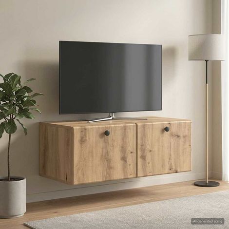 Meuble TV mural avec rangement en bois d’ingénierie, chêne artisanal, 78,5 x 41 x 30 cm - PANGIVO (1/5)