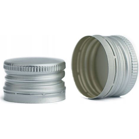 ¡50 unidades Tapones de botella de 28 mm, color plata.