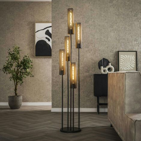Lampadaire contemporain grillagé 5 abat-jour RALF (1/5)