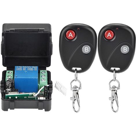 Système de télécommande sans fil RF 433 MHz avec relais, récepteur et émetteur, deux télécommandes (1/5)