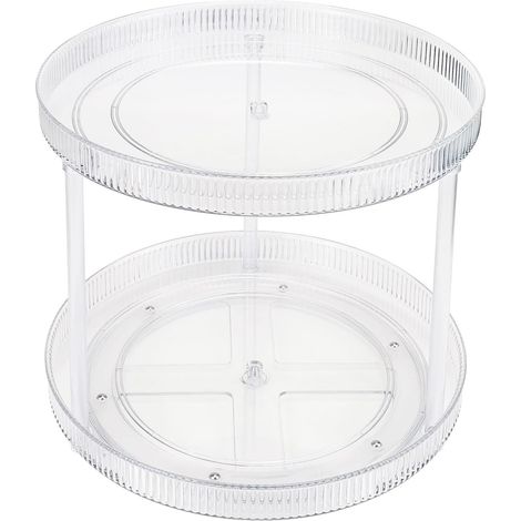 Tier Clear Plastic Rotating Bathroom Vanity Storage Tray
